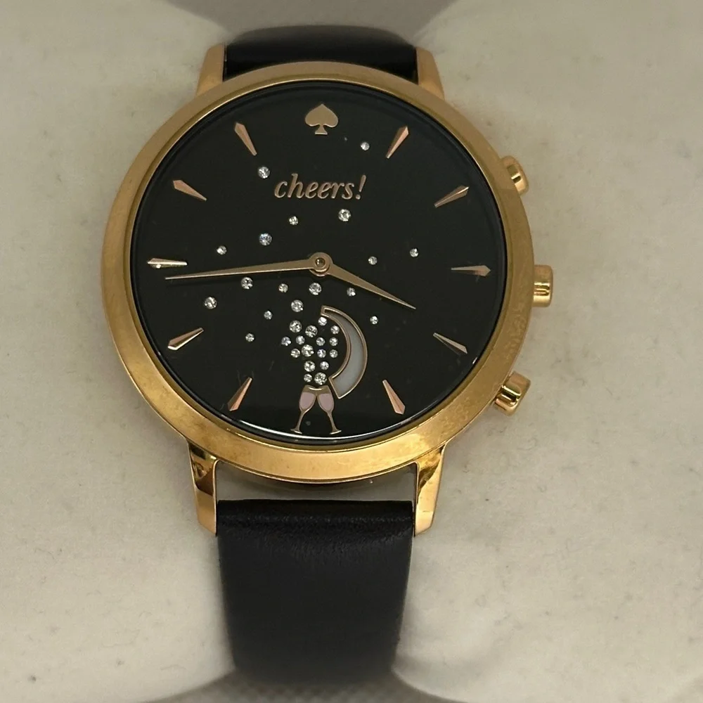 Kate Spade Women's Grand Metro “Cheers” Black and Gold Hybrid Smartwatch